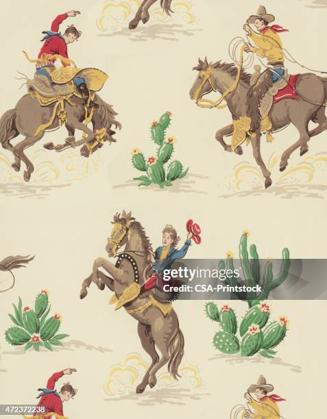 cowboy pattern - cow girl stock illustrations