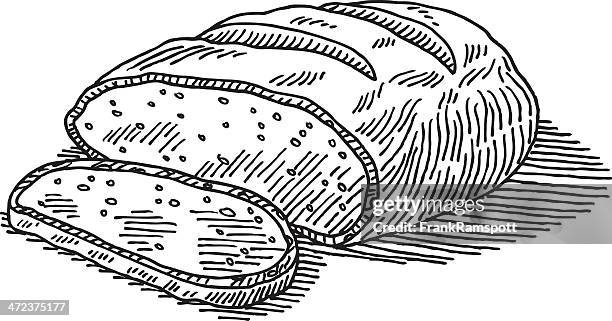 bildbanksillustrationer, clip art samt tecknat material och ikoner med loaf bread cut drawing - loaf of bread