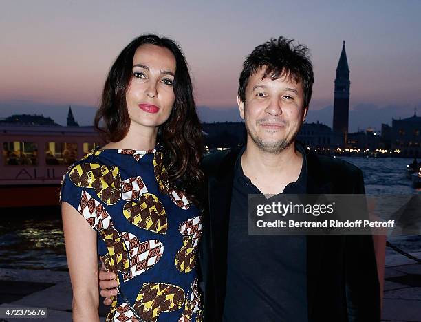 Adel Abdessemed and wife attend the Dinner At 'Fondazione Cini, Isola Di San Giorgio', 2015 Venice Biennale on May 6, 2015 in Venice, Italy.