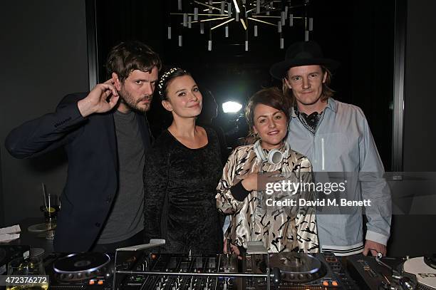 Jamie Reynolds, Gizzi Erskine, Jaime Winstone and James Suckling attend the St Martins Lane hotel relaunch party at Blind Spot on May 6, 2015 in...