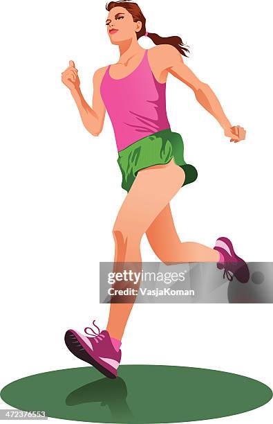 woman athlete running - marathon runner woman clipart stock illustrations