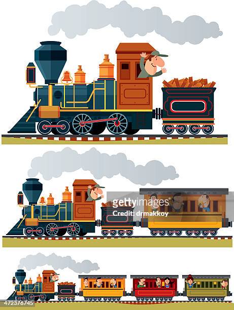 illustrazioni stock, clip art, cartoni animati e icone di tendenza di vecchio treno - locomotive
