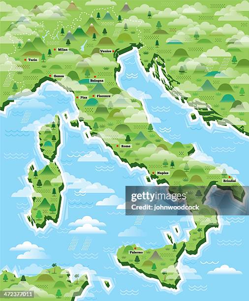italy map illustrated - campania stock illustrations