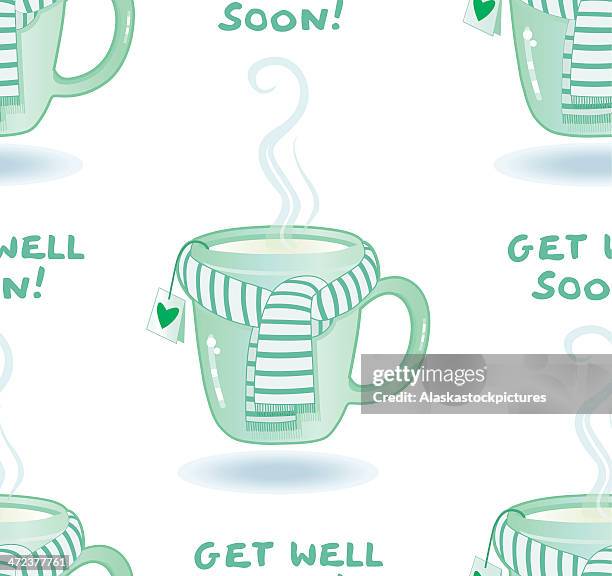 stockillustraties, clipart, cartoons en iconen met get well soon ! (seamless pattern) - verkoudheidsvirus