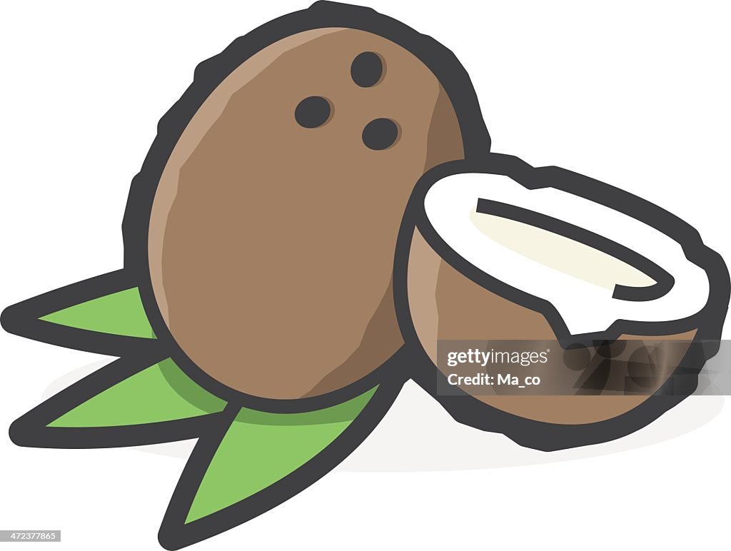 Kokosnuss auf weißem Hintergrund