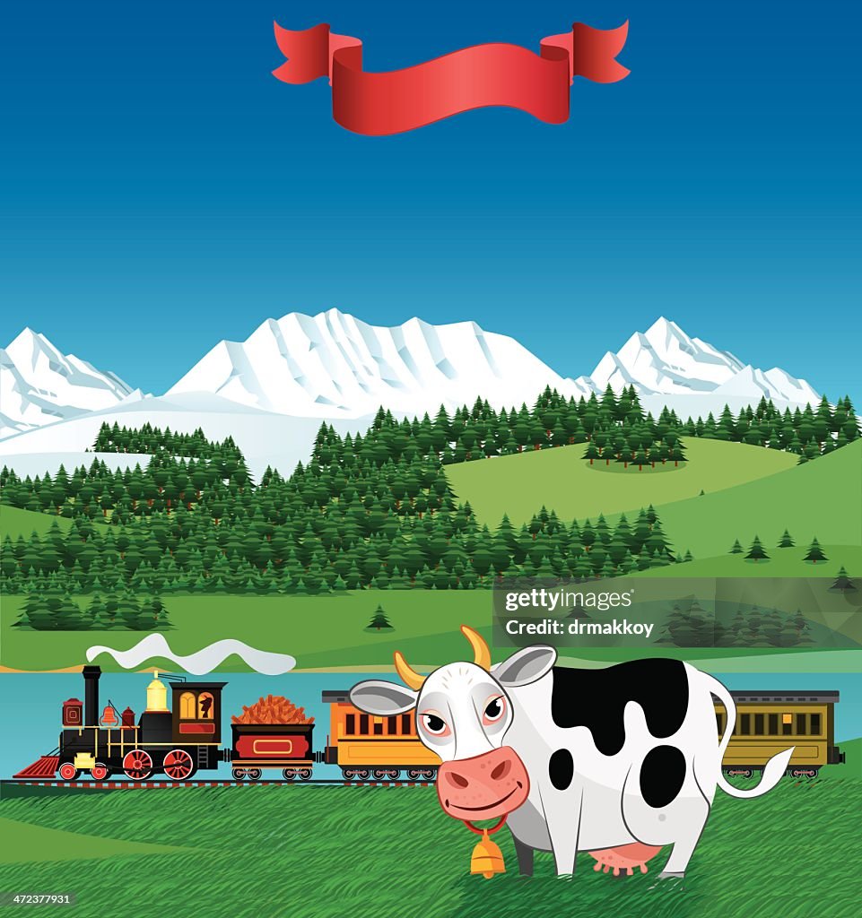 Cow Express Train Train And Cow High-Res Vector Graphic - Getty Images