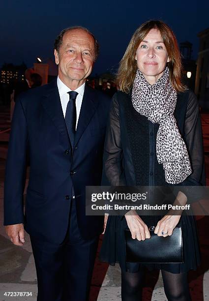 Jean-Claude Meyer and Nathalie Bloch-Laine attend the Dinner At 'Fondazione Cini, Isola Di San Giorgio', 2015 Venice Biennale on May 6, 2015 in...