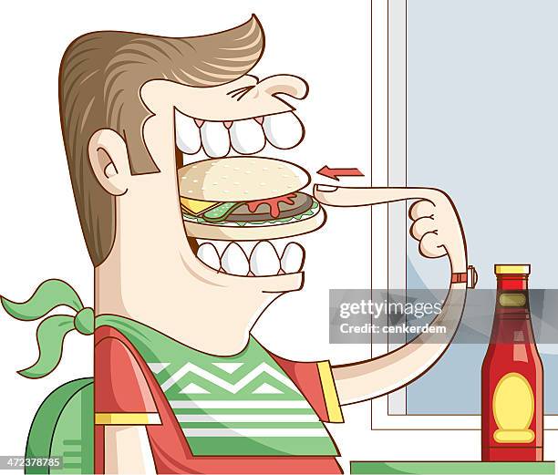 hungry fat man eating.. - dijon mustard stock illustrations
