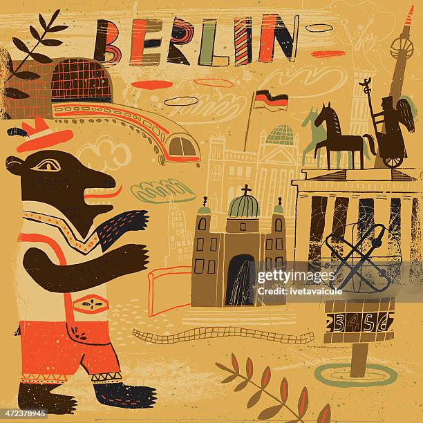 abstract drawing representing berlin, germany - berlin cathedral stock illustrations