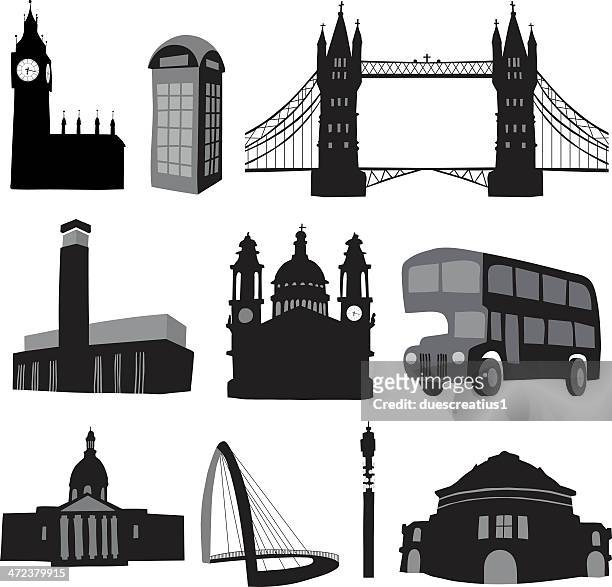london icons - significant buildings - london wembley stadium stock illustrations