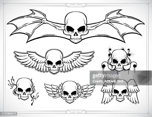 skull set - heavy metal vector stock illustrations