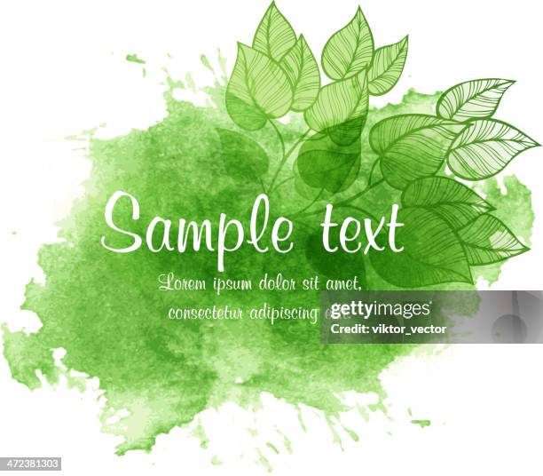 vector watercolor spring illustration with leaf - green leaf stock illustrations