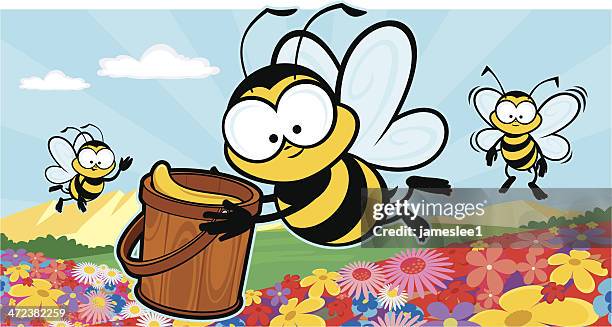 bee productive - bee illustration stock illustrations