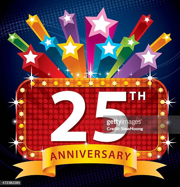 ilustraciones, imágenes clip art, dibujos animados e iconos de stock de 25° aniversario - 25° aniversario de boda