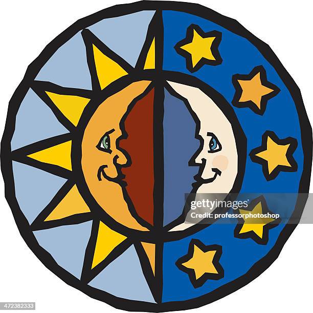 sun moon and stars - sun moon stock illustrations