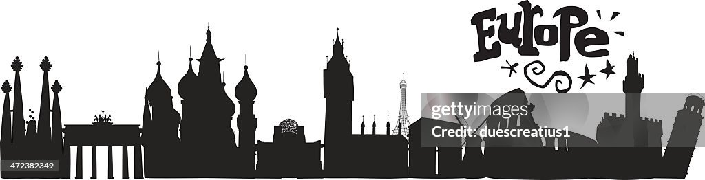 Europe Skyline with lettering