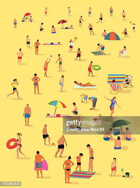 on the beach - sunbathing stock illustrations