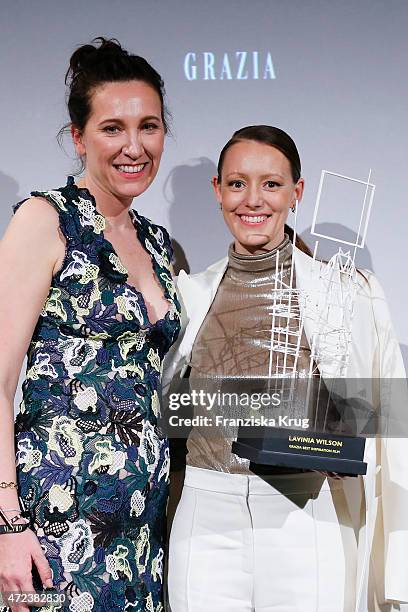 Claudia ten Hoevel and Lavinia Wilson attend the GRAZIA Best Inspiration Award 2015 on May 06, 2015 in Berlin, Germany.