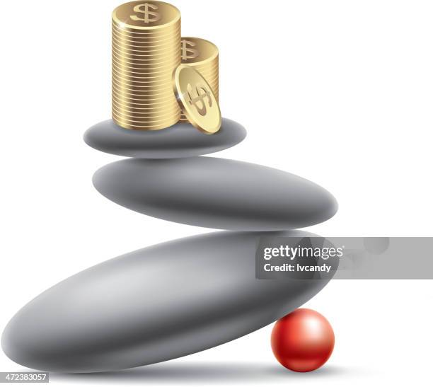 easily lost wealth - pile of rocks white background stock illustrations