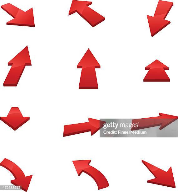 arrow icon set - red arrow stock illustrations