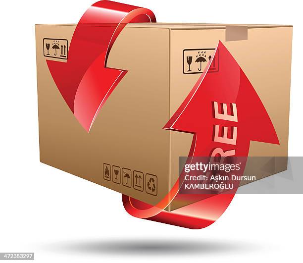 secured sending - cardboard box front stock illustrations