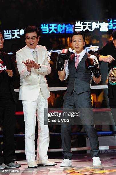 Actor Donnie Yen and producer and actor Bak-Ming Wong attend press conference of "Ip Man 3" directed by director Wilson Yip Wai Shun on May 6, 2015...