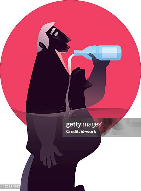 drinking - man drinking bottle stock illustrations