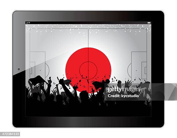タブレット、サッカー日本のテーマ - スポーツ観戦　日本点のイラスト素材／クリップアート素材／マンガ素材／アイコン素材
