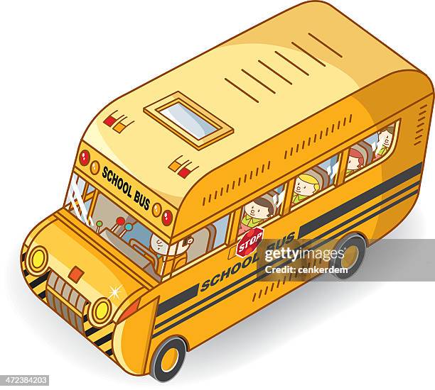 school bus and students - school bus driver stock illustrations