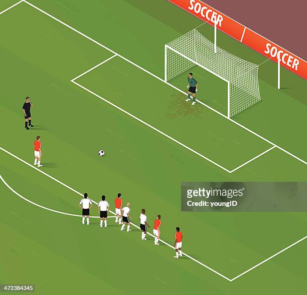 isometric soccer penalty kick - midfielder soccer player stock illustrations