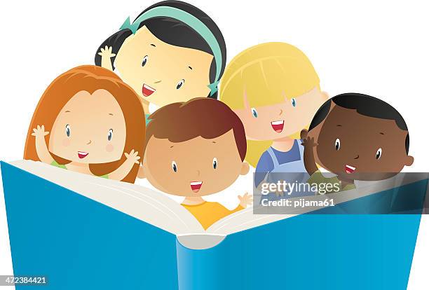 children and book - asian male smiling stock illustrations