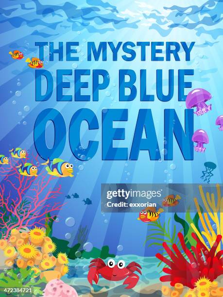deep ocean background with sea life - ocean floor stock illustrations