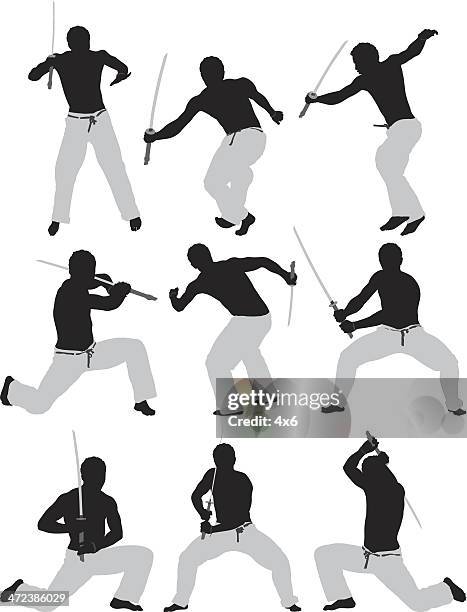 kung fu - asian man back stock illustrations
