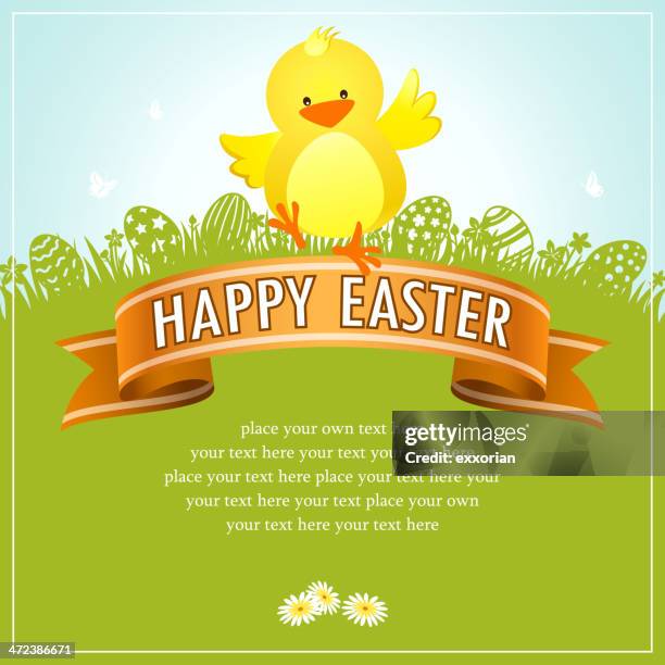 happy easter chick banner - easter egg hunt stock illustrations