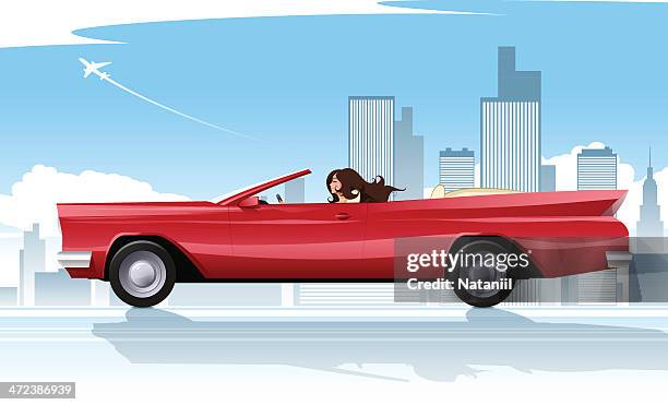 road trip - woman car stock illustrations