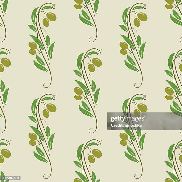 seamless olive pattern - olive tree 幅插畫檔、美工圖案、卡通及圖標