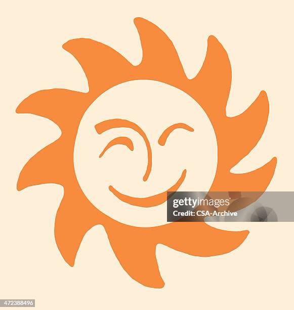 smiling sun - cave drawings stock illustrations