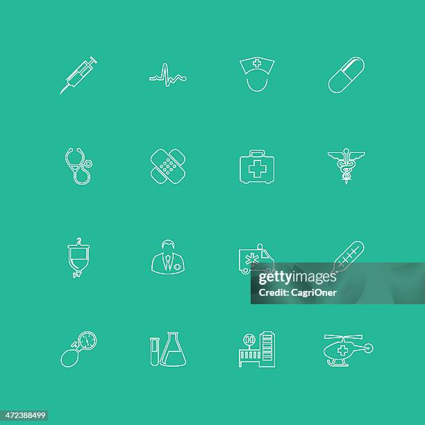 medical and health icons - rod of asclepius stock illustrations