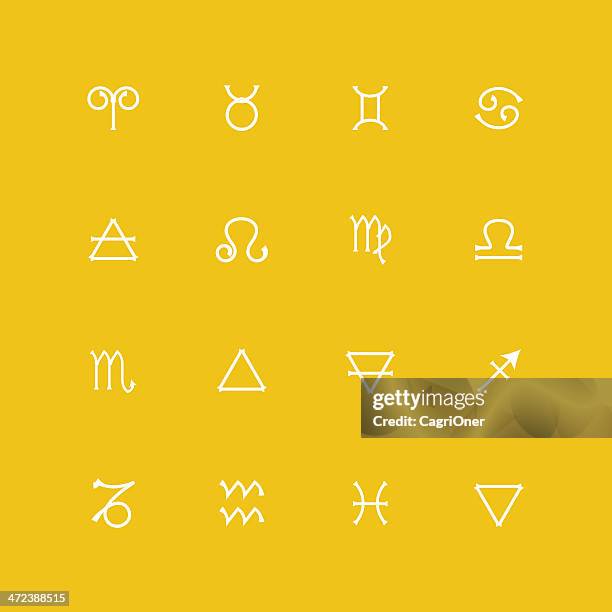 stockillustraties, clipart, cartoons en iconen met astrology icons - steenbok zodiac aardeteken