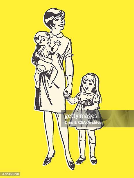 woman with daughter and baby - nanny 幅插畫檔、美工圖案、卡通及圖標