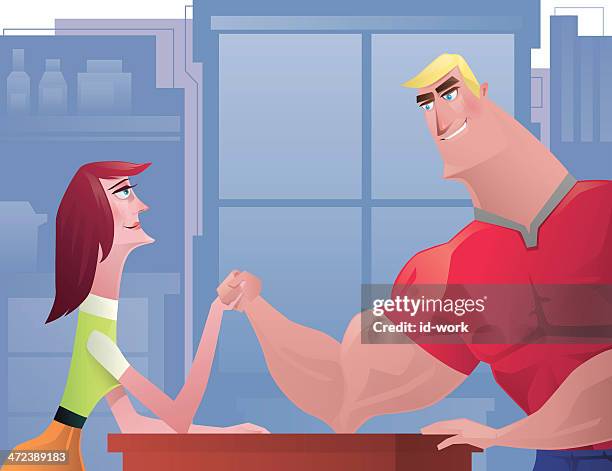 arm wrestling - friendly rivalry stock illustrations