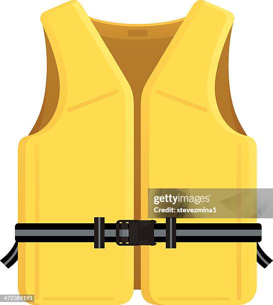 vector illustration of a yellow life jacket - body warmer stock illustrations