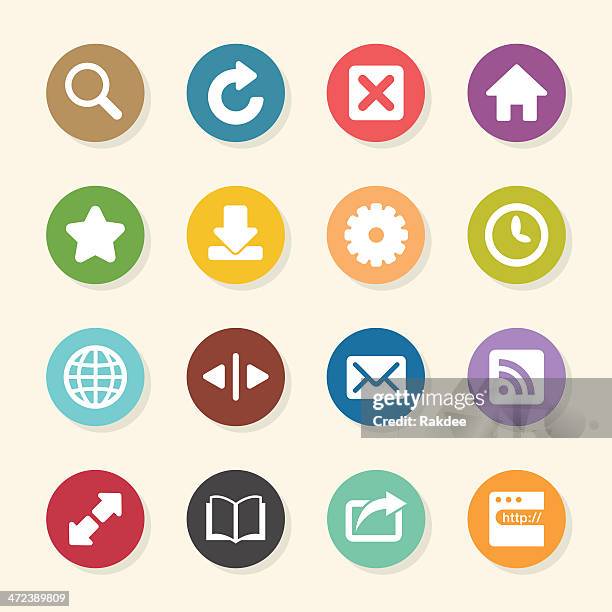 web browser and intenet icons - color circle series - browser history stock illustrations