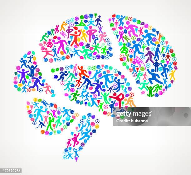 human brain fitness sports and exercise pattern vector backgroun - sports hall stock illustrations