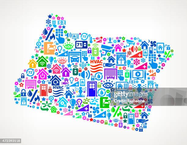 ilustrações de stock, clip art, desenhos animados e ícones de estado de oregon em casa fundo vector automação e de segurança - oregon estado dos eua