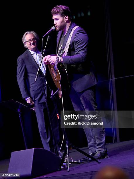 Kyle Young, CEO Country Music Hall of Fame and Museum and Singer/Songwriter James Otto during "Working On A Building' Capital Campaign Dinner at the...