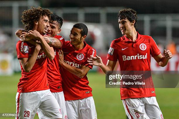 Valdivia of Internacional celebrates a scored goal against Atletico MG during a match between Atletico MG and Internacional as part of Copa...