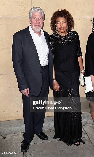 Actor Ron Perlman and wife jewelry designer Opal Perlman attend the premiere of "Skin Trade" at the Egyptian Theatre on May 6, 2015 in Hollywood,...