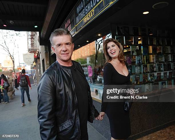 Actor Alan Thicke and Tanya Callau arrive for photographs with a fan during the New York Premiere of IFC Film's "The D Train" hosted by The Cinema...