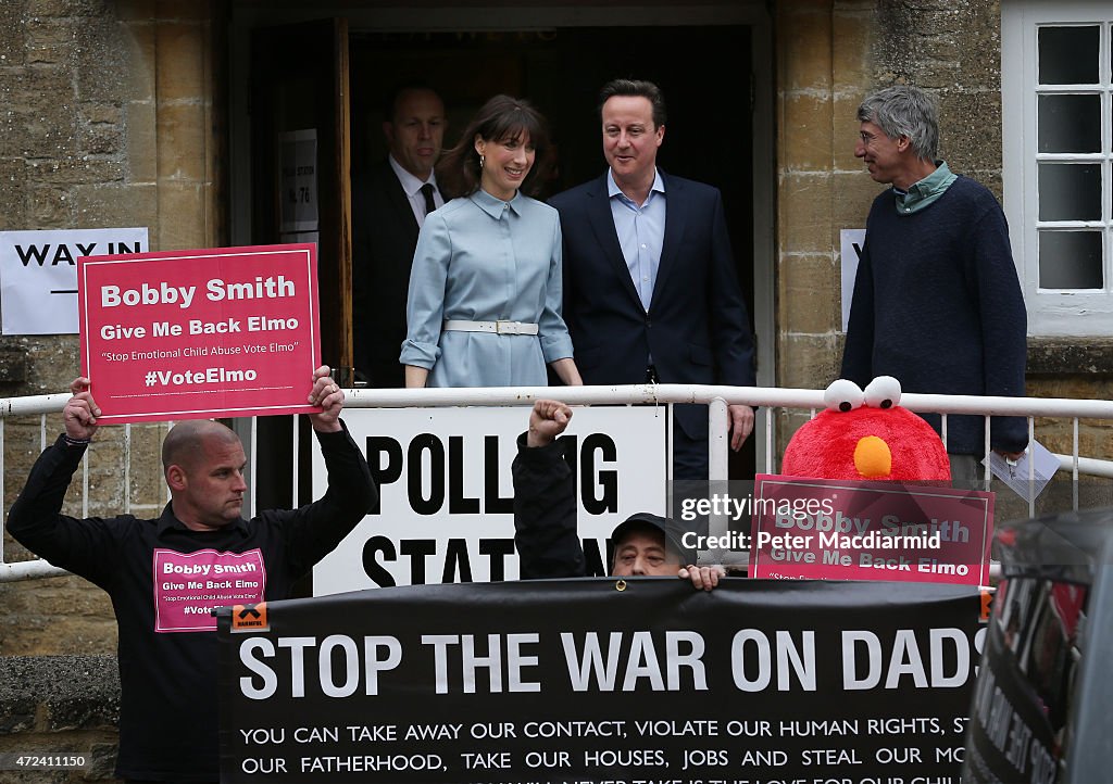 Leader Of The Conservative Party, David Cameron, Casts His Vote As The UK Goes To The Polls